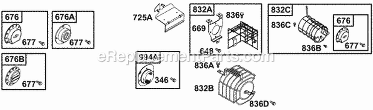 Muffler Groups 2 Diagram and Parts List for 135202-0253-01  Briggs and Stratton Engine